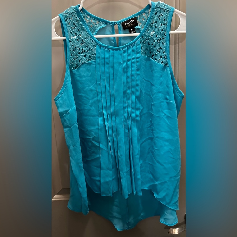 Nicole by Nicole Miller Size M Turquoise Blouse Pre-owned